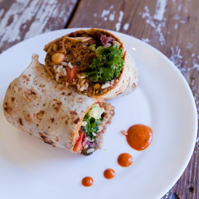 Vegan Lentil & Quinoa Burrito (Vegan & Gluten Free Option).