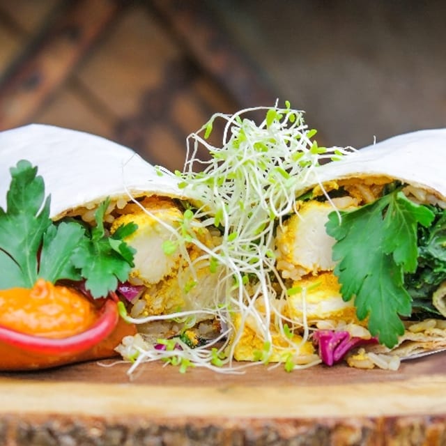 Chicken Tikka Burrito (Gluten Free option).