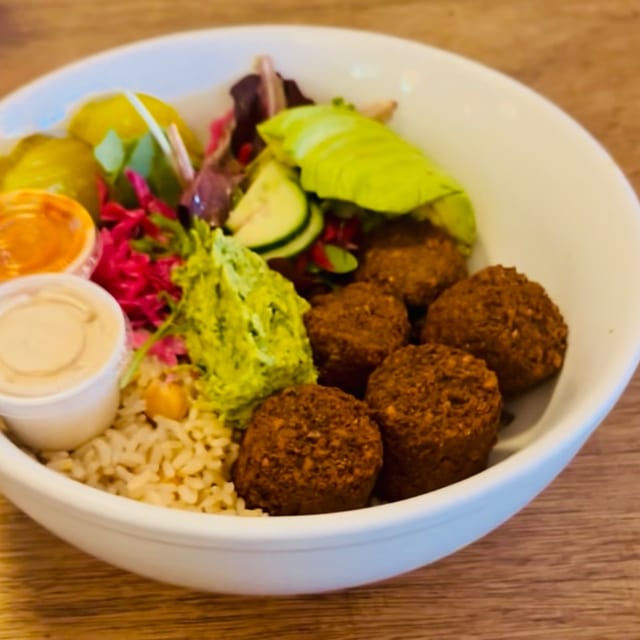 Falafel Bowl with avocado V-GF.