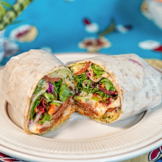 Turkish Beef Sausage & Mozzarella Cheese Burrito (Gluten Free Option).